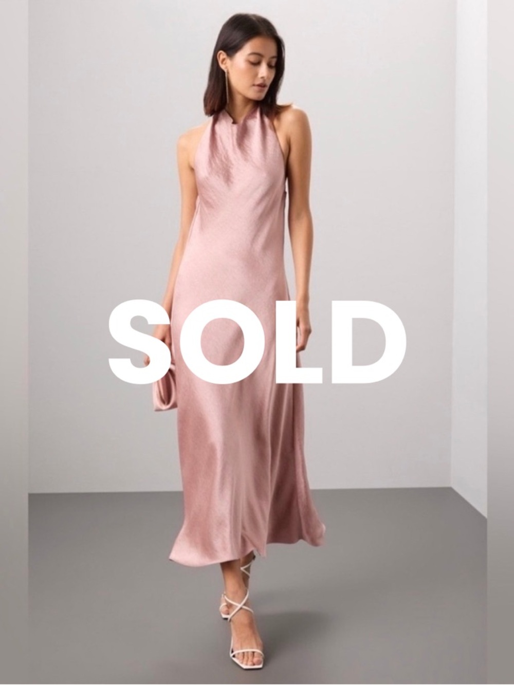 SOLD 🛑 Vince Satin Halter Cowl Neck Maxi Dress in Beet Root/ Size L